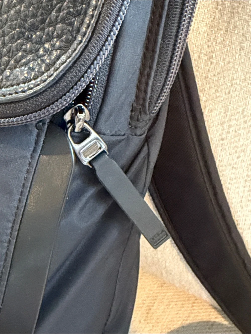 Authentic Tumi Black Nylon and Leather Top-Handle Backpack like new condition